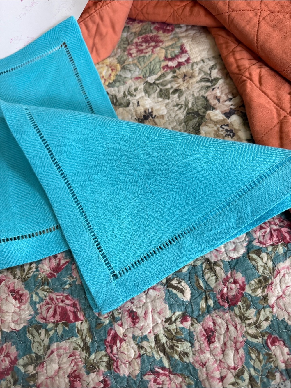 ANICHINI Bright Colorful Linen cocktail Napkins 10x10 FREE SHIPPING